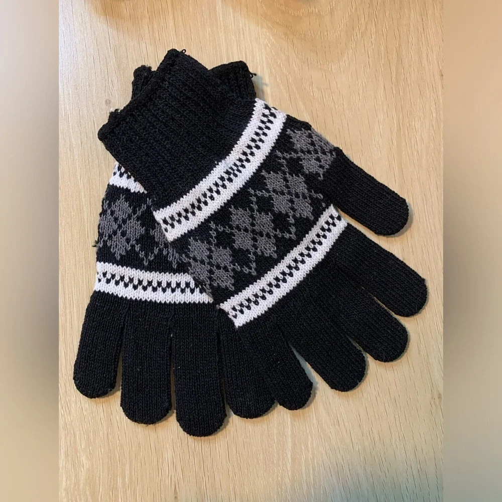 EUC UNBRANDED ARGYLE COTTON GLOVES